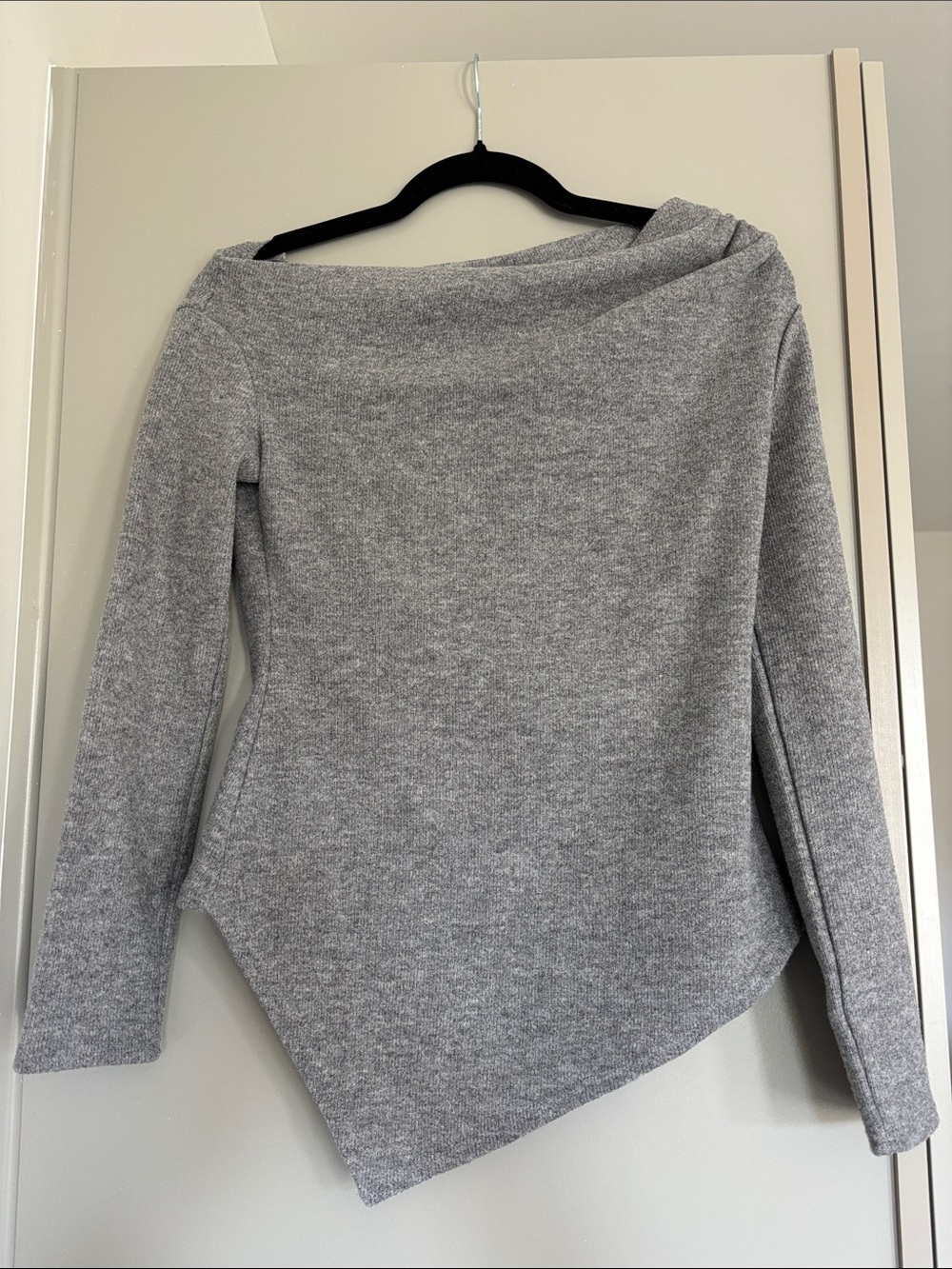 Zara Asymmetric Off-Shoulder Sweater - Gray